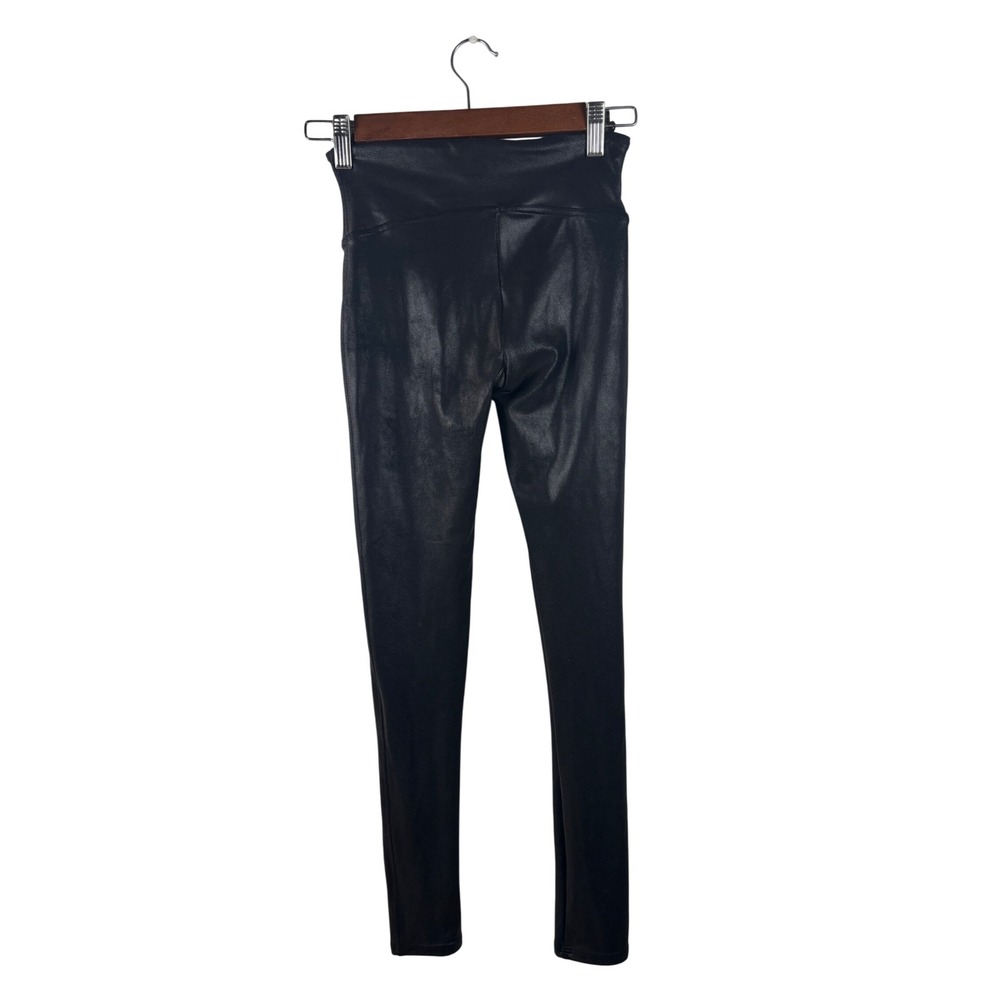 SPANX by Sara Blakely Small Faux Leather Leggings Black High Waisted Comfortable